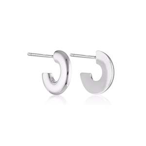 Linda Tahija: Linda Tahija Round Profile Hoop Earrings Silver