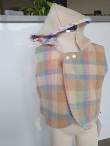 Butterflies and Patchwork Checks Upcycle Wool Blanket Vest – Size 1