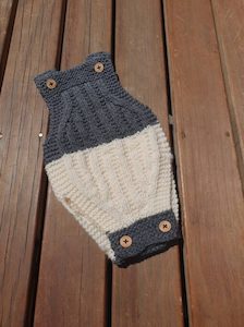 Handknit Romper – Grey/Cream – New Born