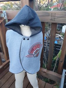 Harley Davidson and Grey Upcycle Wool Blanket Vest Size 3