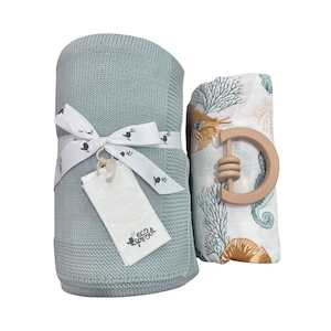 Gift Box : Sweet Dreams Sky Gray Blanket & Nautilus Muslin