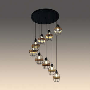 Pendant light Black with HY11 shades 9265-600