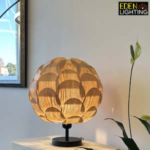 Electric light fittings: Natural Wooden Table Lamp P3 with black stand