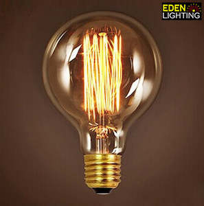 Electric light fittings: LBA E27 G125 40W Filament Bulbs