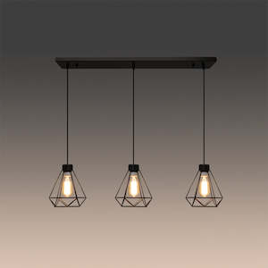 Electric light fittings: Pendant light Iron Black Bar with Q28