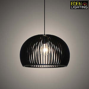 Electric light fittings: Pendant light Black Wooden wood05 350mm-bk