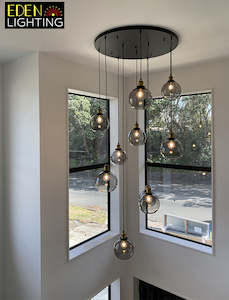 Electric light fittings: Smoke glass Pendant light  Black sun18-800mm (TOU)