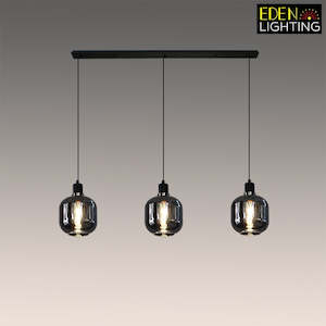 Electric light fittings: Pendant light Smoke glass Black bar with 198A