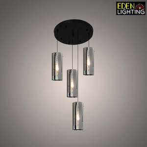 Smoke glass Pendant Light  Black Plate 400 with 7279