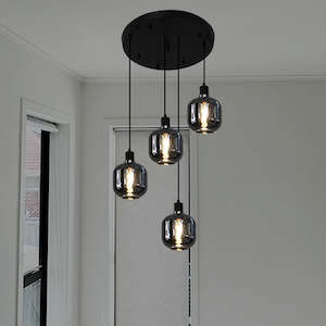 Electric light fittings: Pendant light Smoke glass Plate 400 with 198A