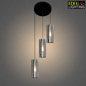 Pendant Light Smoke glass Black Plate 300 with 7279