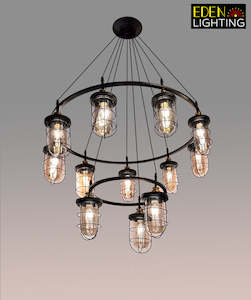 Iron Pendant Light Black 9998-9+3