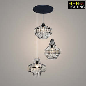 Pendant light Iron Black Plate 400 with Q shades