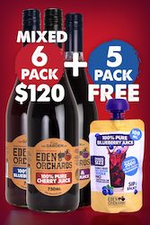 Fruit juices, single strength or concentrated: 6 x 750ml MIXED PACK + 100ml Freebies. Choose from: Cherry & Blueberry (CB), Pure Blueberry (PB), and Pure Cherry (PC)