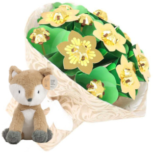 Specialised food: Golden Flower Posy and Fox Baby Gift