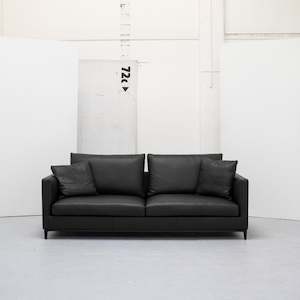 Sofas: Cresent 3 Seater Sofa - Black + Leather