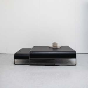 ERA Coffee Table / Large Low - Black + Leather