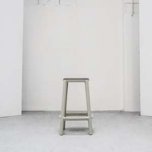 Toou Cadrea Collection: Cadrea Padded Barstool - Stone + Ironsand