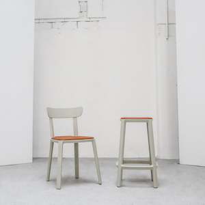 Cadrea Padded Barstool - Stone + Cognac