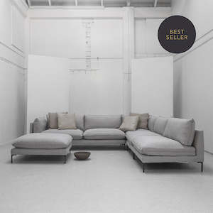 Sabine RAF Modular Sofa + Ottoman - Stone Grey