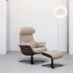 Blake Armchair / Footstool - Beige + Leather