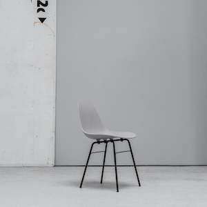 Dining Collection: TA Side Chair - Grey + Black Metal Legs