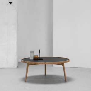 Racquet Coffee Table Round - Oak + Linoleum