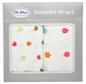 Sycamore Heart Muslin Swaddle Wrap 2pk-120x120cm