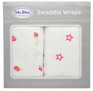 Strawberry Crush Muslin Swaddle Wrap 2pk-120x120cm