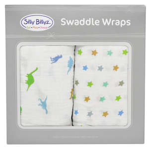 Dinostar Muslin Swaddle Wrap 2pk-120x120cm