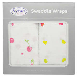 Cherry Delight Muslin Swaddle Wrap 2pk-120x120cm