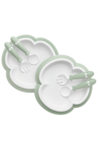 BabyBjorn Baby Plate, Spoon & Fork 2 set- Powder Green