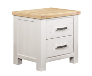 Sicily 2-Drawer Solid Wood Bedside White