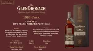 The Glendronach Batch 18 Cask #6735 1993 Pedro Ximenez Sherry 27 Year Old 700ml