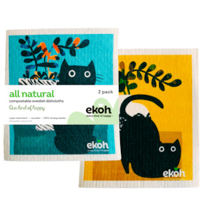 Swedish Dishcloths Eco Cloths 2 Pack Happy Cats Paper Towel Alternative