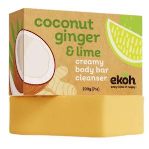 Grocery wholesaling: Organic Coconut Lime & Ginger Hydrating Soap Bar 200g