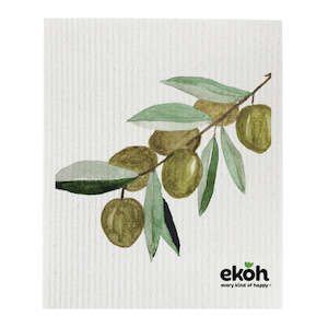 Eco Cleaning Cloths - Swedish Sponge Cloth Olive Leaves - Compostable Sponge Cloth (1pc)