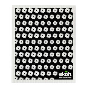 Eco Cloths Swedish Sponge Compostable Dishcloths (1pc) Black & White Daisy