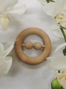 Wooden Teether/Rattle With Beads