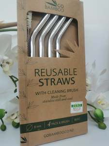 Go Bamboo - Stainless Steel Straws With Stainless Steel & Sisal Cleaning Brush