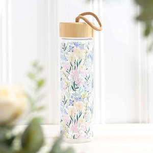 Floral Glass Water Bottle 500ml