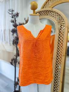 Embroidered Linen Singlet