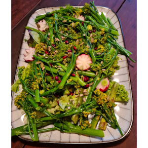 Cafe: Asparagus Brocolini Avocado and Pomegranate Salad