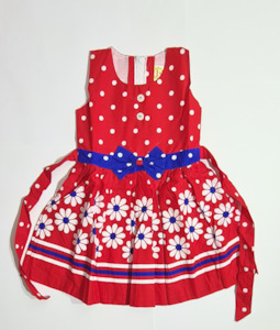 Infant clothing: Girls Red Daisy Floral Frock