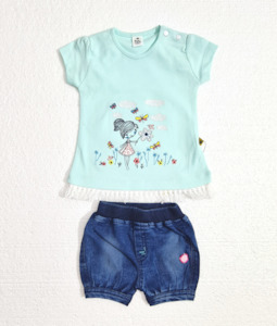 Baby Cotton T-Shirt & Denim Short Set