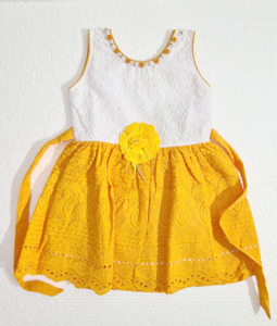 Infant clothing: Girls Cotton Embroidered Frock