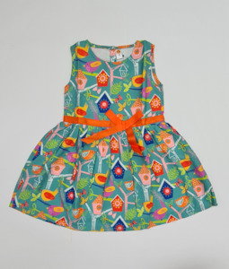 Infant clothing: Sea Green Bird Print Frock