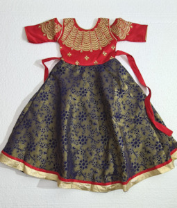 Red & Blue Indo-Western Girls Gown