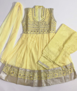 Infant clothing: Custard Yellow Anarkali Suit