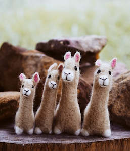 Decor: 100% NZ Wool Felted Llama Family